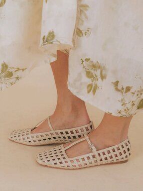 Dolce Vita Beige Woven Mary Jane Flats